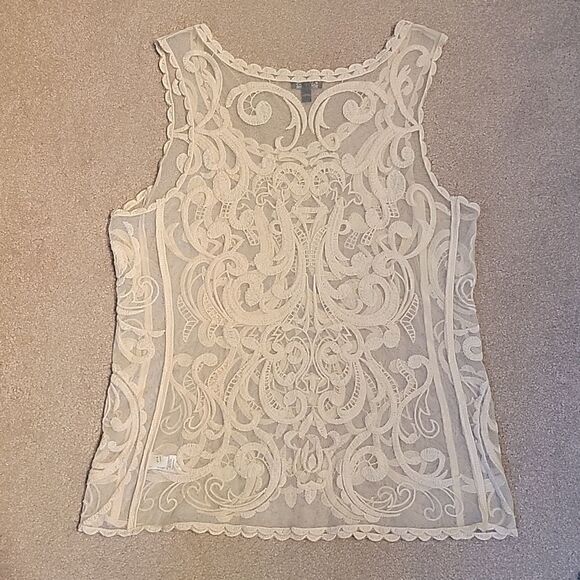 Express ivory lace tank top med - Picture 8 of 11